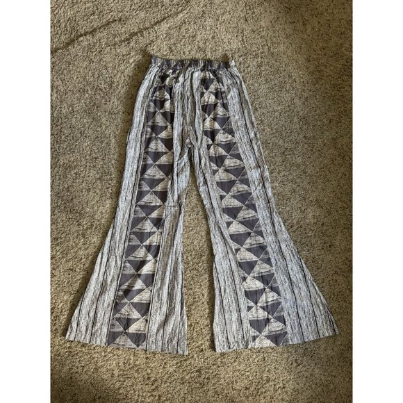 EARTHBOUND Geometric Pants Flare Bell Bottom Elastic Waist Boho Festival 28x29 M - Picture 6 of 14